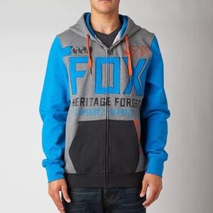 FOX Racing Heritage Forged Kids Blue Grey Zip Up Hooded Jacket Large